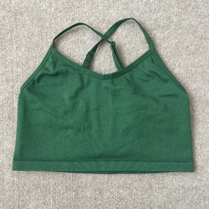 Aerie Sports Bra Womens Medium Green Offline Recharge Minimal Support Ribbed Top
